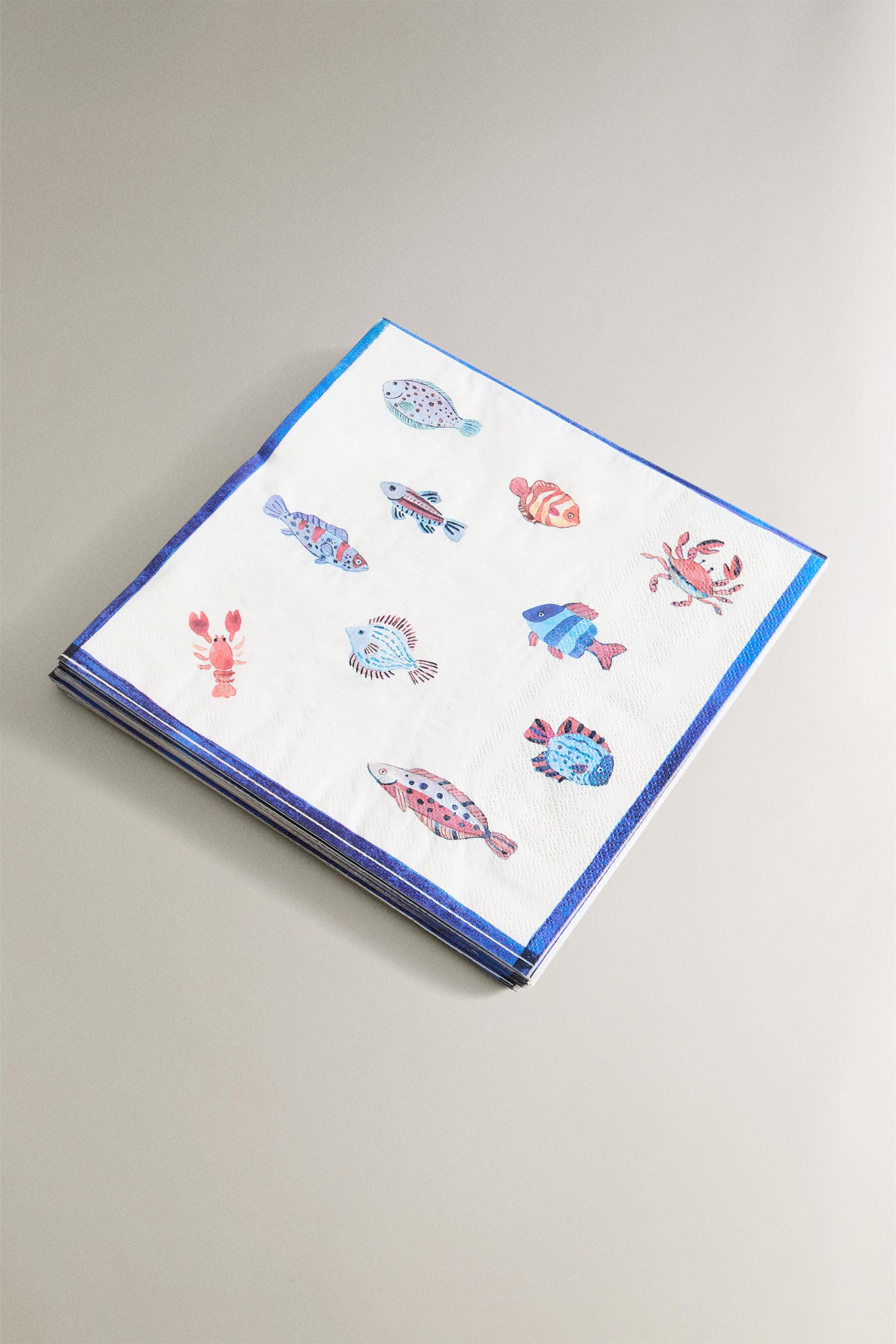 SET OF 20 FISH PAPER NAPKINS (SET OF 20)
